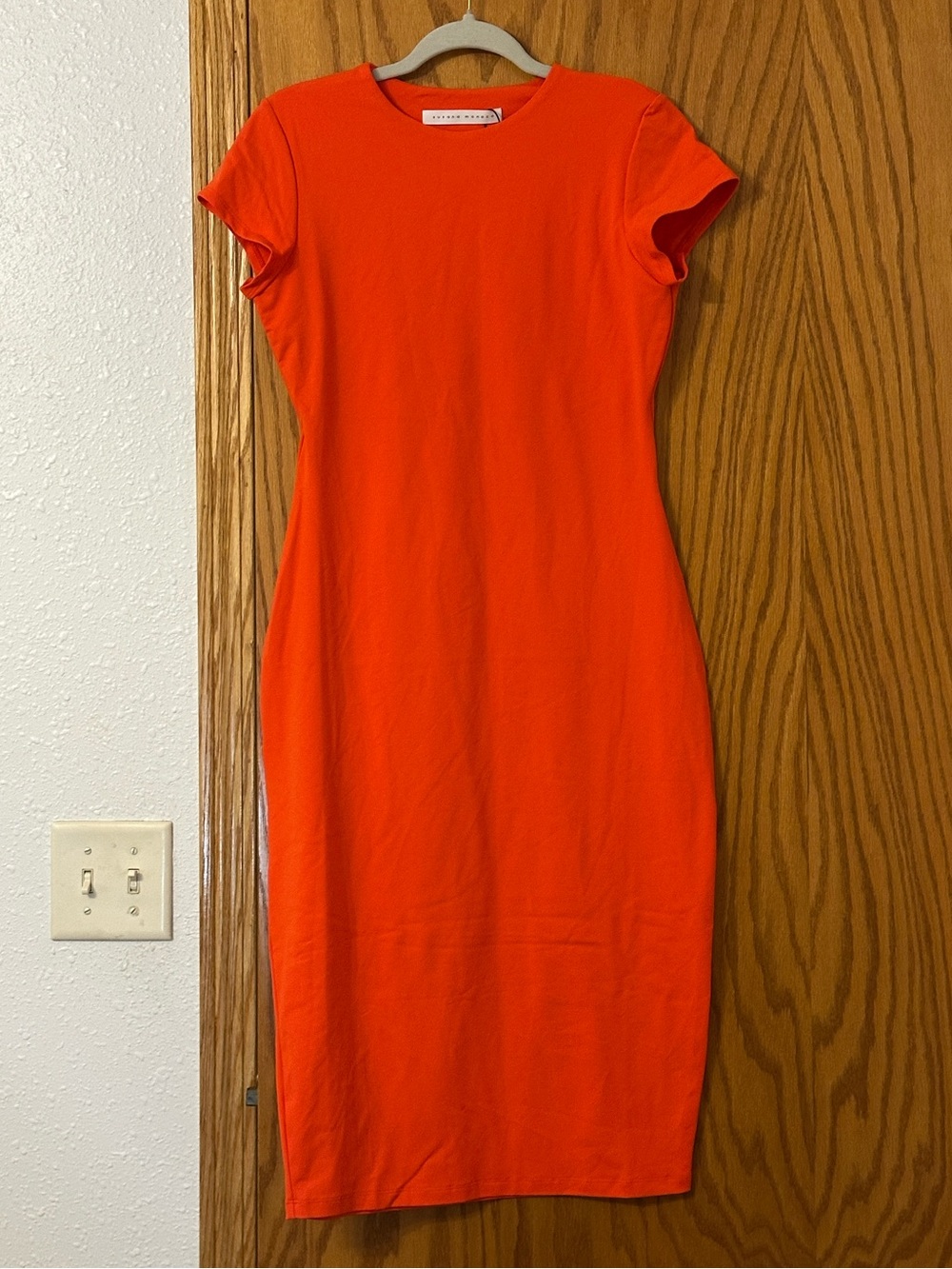 Susana Monaco Vibrant Orange Crewneck Body-Con Midi Dress - NWT - Size L